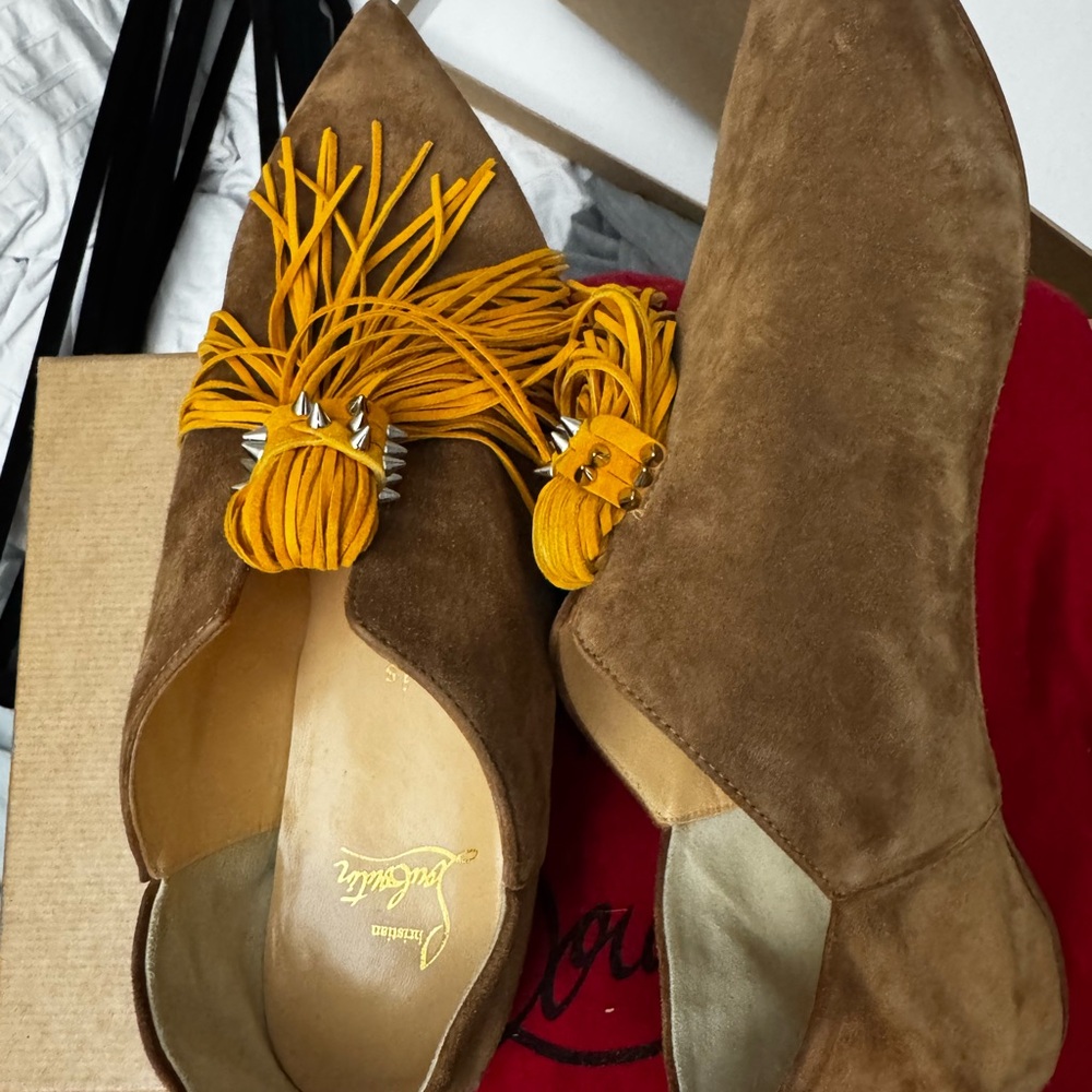 Christian Louboutin Brown Flats with Yellow Tassels